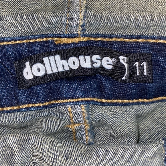 Dollhouse Distressed Denim Skinny Overalls - Picture 8 of 8